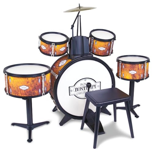 Bontempi BeatMaster Pro: batería para niños con sonidos realistas y mucha diversión, naranja, 850x650x680 mm