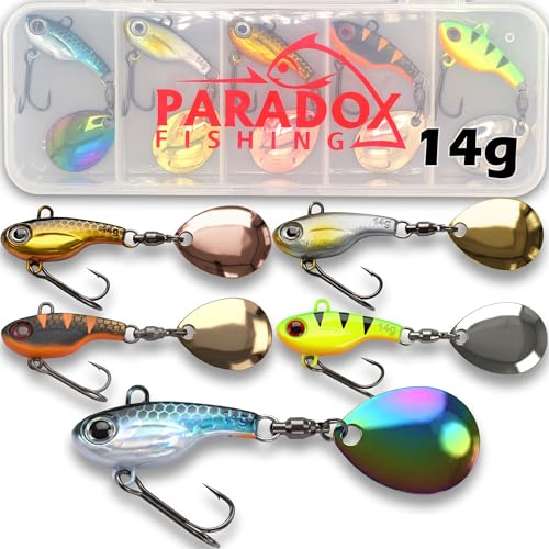 Paradox Fishing Infinity Jig Spinner 5er Set 14g - Spin Jig zum Barsch Angeln Barsch Köder Zander Hecht Spinnerbait Spinn Köder – Barschköder