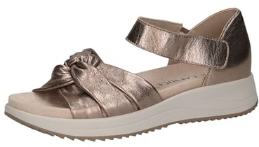 CAPRICE Sandali bassi da donna in pelle con chiusura a strappo, Beige (Taupe Metallic), 39 EU