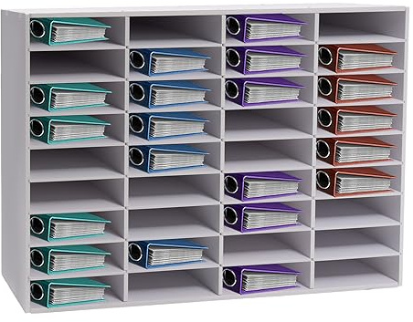 OBLLER Dokumentbricka, kontorslitteraturorganiserare, 4 x 9 fack, skrivbord, brevfack, 100 x 30 x 61 cm förvaringsfack förvaringssystem skrivbordsfilhållare hemma, kontor, klassrum (vit, 36