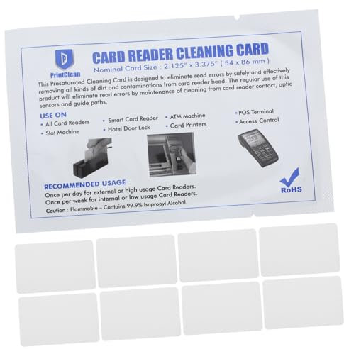 SEWACC Reinigungskarte Ec Reinigungskarten 10st Reinigungskarte Für Kartenautomaten Reinigungsversorgung Reinigungszubehör Reiniger Für Kreditkartenleser Weiß PVC