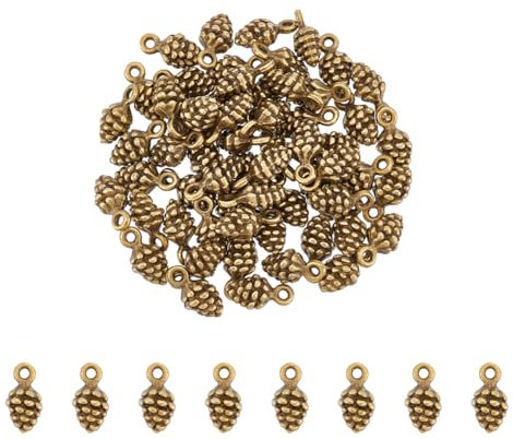 UNICRAFTALE 60Pcs Bulk Tiny Pine Cone Charms Tibetan Style Alloy Pinecone Pendants Antique Silver Christmas Charms Beads Pendants Fall Autumn Harvest Charm Bracelet Charm for Jewelry Making