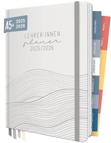 Häfft® Lehrer-Planer 2025/2026 A5 + Waves of Time Hardcover Lehrerkalender/Schuljahresplaner mit 236 Seiten, Stickern und mehr - nachhaltig & klimafreundlich
