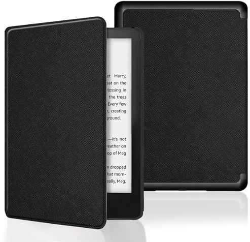 KATIMI Fodral för 18 cm Kindle Paperwhite 2024 (12:e generationen) och Kindle Colorsoft Signature Edition 2024, PU-läder ultratunt lätt vattentätt skyddsfodral (trådkors)