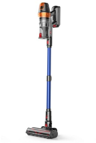 600W/45kPa/60Mins(Modo ECO) Aspiradora sin Cable, Aspiradora Escoba sin Cable Potente Modo Automático con Cepillo para Colchón, Carga Mural Inteligente y Anti-enredos para Pelos/Alfombras/Mascotas