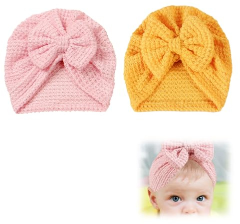 RTRTGS RT 2 Unidades, Suave y elástico, Sombreros y Gorras para bebés, niño y niña, Infantil, Turbante bebé, Nudo, Beanie, Gorro Bebe niña, Turbante, Diadema