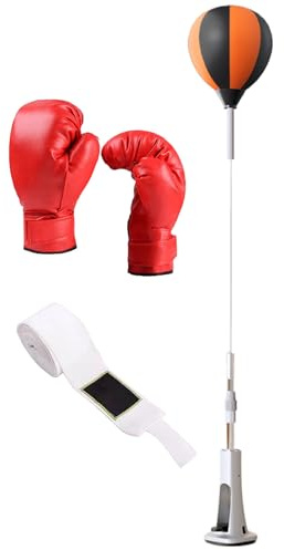 Ruwshuuk Vice borsa per adulti, sacco da boxe con supporto, set di borse imbottite, attrezzi da boxe regolabili in altezza, forte rimbalzo per alleviare lo stress, casa, palestra