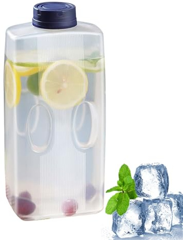 Saftflaschen Mit Deckeln,Kühlkrug Für Kühlschrank - 2L Behälter Mit Skala Und Deckel Für Sprudelwasser Kaffee Milch Limonade Eistee Kühlschrank