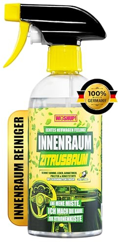 WOSHUP! Innenraumreiniger Auto -500ml- Cockpit Reiniger für Kunststoff, Polster, Armaturen & Leder Cockpitpflege für Auto und Wohnmobil mit Tiefenreinigung - ph-neutral Zitrusduft (500 ml)