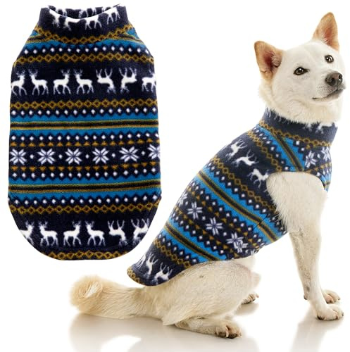 Gooby - Stretch Fleece Vest, Pullover Fleece Vest Jacket Sweater for Dogs, Reindeer Blue, 3X-Large