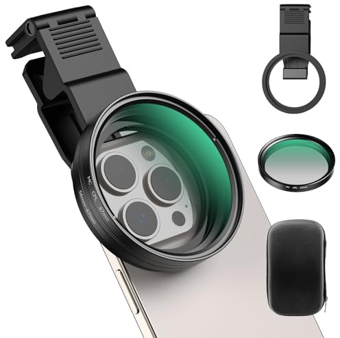 APEXEL CPL Filter 67mm Circular Polarizer Polarizing Filter for iPhone/DSLR for iPhone Camera Lens 16 15 14 13 12 Pro Max Samsung Galaxy Huawei with Adapter Ring, Universal Clip, Cold Shoe