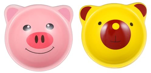 JUMPLAWN Hamster Ceramic Bowl and Hedgehog Pet Feeder Set, 2pcs Small Animal Feeding Bowls Stable Non-spill Design, Cute Cartoon Style Suitable for Hamsters and Small Pets Random Style