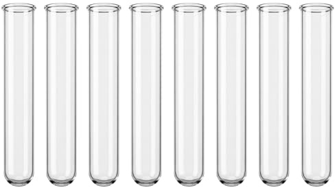Lot de 8 tubes à essai en plastique acrylique transparent de 12 cm - Réutilisables pour la chimie de laboratoire, la biologie, l'école, le bricolage, les mariages, les épices de lycée, les vases