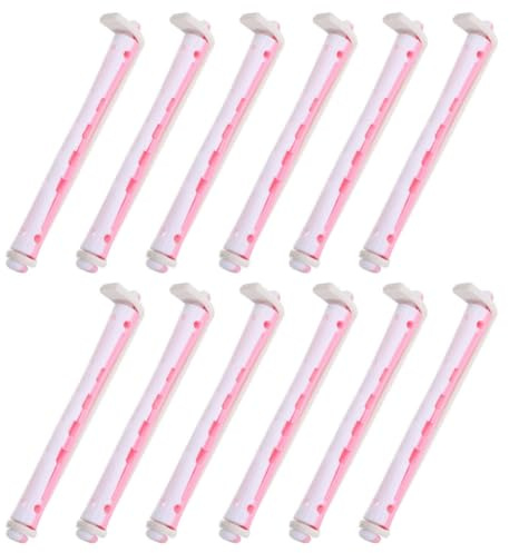 Balacoo 24 Pièces Bigoudis pour Cheveux Courts en Pp Rose Bâton de Curling Portable pour Boucler Cheveux Femme sans Abîmer Usage Maison ou Salon