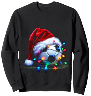 Ballon de Football Festif avec Bonnet de Père Noël et lumières colorées Sweatshirt