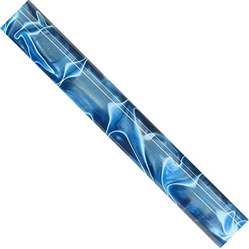 Chestnut Products CHARNWOOD Woodturning AR19 Acrylic Pen Blanks Dark Cyan with White Swirl