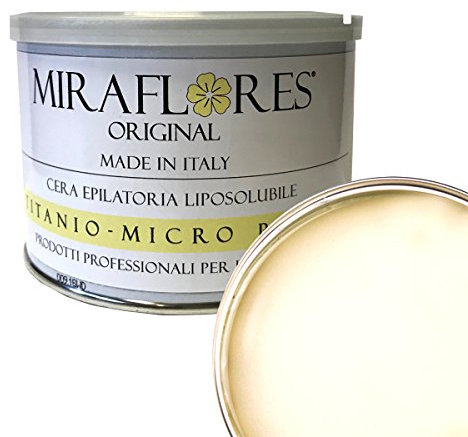 Cera depilatoria profesional diferentes fragancias - cera liposolubile de tarro de 400 ml - Miraflores Original - Titanio Rosa