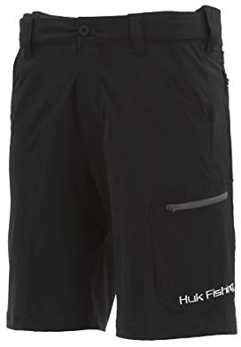 Huk Men's Standard Next Level Quick-Drying Performance Fishing Shorts, Black-10.5, XX-Large