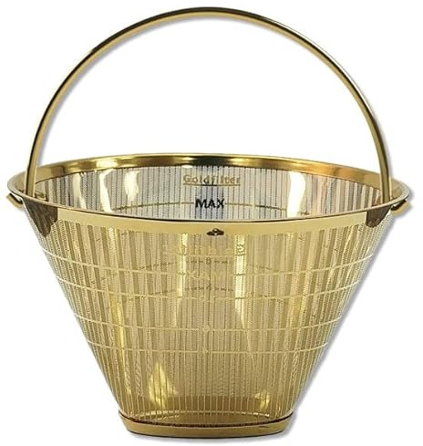 seleXions Kaffeefilter Goldfilter Ganzmetall GF4MB mit Metallbügel, für alle Kaffeemaschinen mit rundem Filter Größe 1 x 4