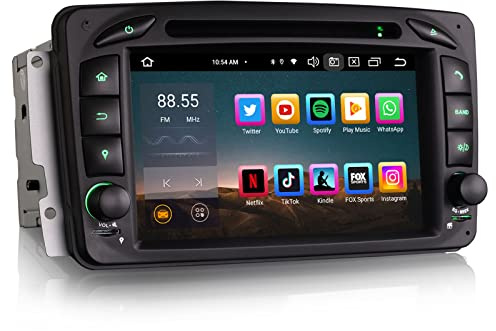Erisin 8-Core 7 Android 14 4GB+64GB GPS Navegación DVD Estéreo de Automóvil Reproductor para Mercedes C CLK G Classe W203 W209 W463 Viano Vito Soporta Bluetooth 5.0 Dab+CarPlay Android Auto WiFi DSP
