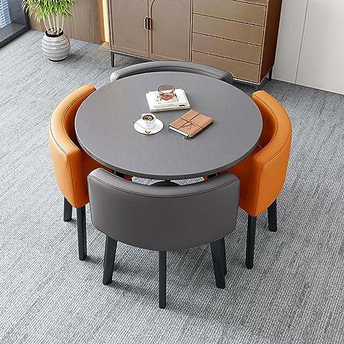 Esstisch Set, Tisch- und Stuhl kombination, kleiner Konferenztisch, Küche, Frühstücksbar, Tisch und Stuhl-Set, für Zuhause, Wohnzimmer, Balkon, Café, Pausenraum, Büro, Verhandlungstisch ( Color : Dark