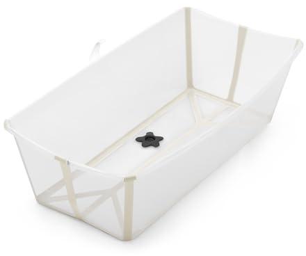 Stokke Flexi Bath X-Large Sandy Beige - Baignoire pliable pour bébé - Léger, durable et facile à ranger - Pratique pour une utilisation à la maison ou en voyage - De 0 à 6 ans