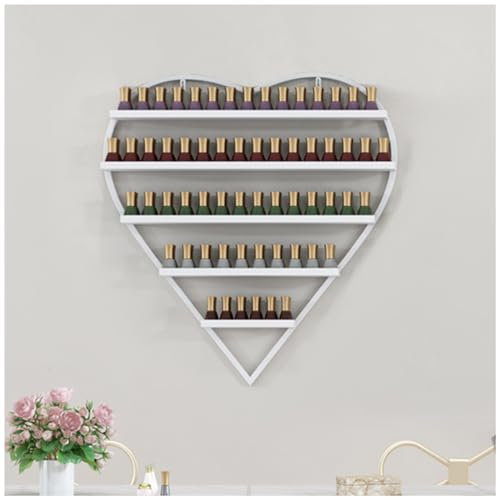 ZBJDX Espositore A Forma di Cuore per Smalto per Unghie, Profumo, Bottiglie di Oli Essenziali, Espositore A Muro, Salone per Unghie, Spa, Scaffale del Soggiorno,Bianca