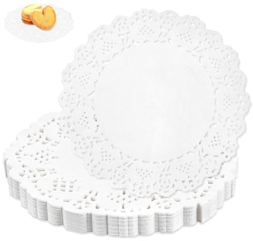 Tortenpapier Rund 150 Stück Tassenuntersetzer Papier Spitzendeckchen 11 cm Weiß Spitze Papierdeckchen Tortenspitze Kuchen Verpackung Papier Pad für Hochzeite Geburtstags Geschirrdekoration
