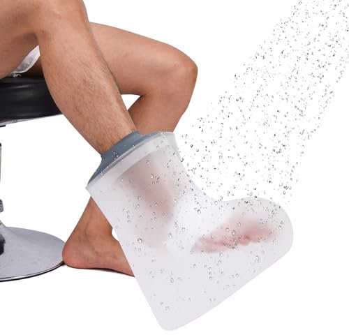 COMFYTHERA Copertura impermeabile per doccia, protezione per ferite alla caviglia, vasca da bagno per adulti, a tenuta stagna, per chirurgia del piede, caviglia, ustioni, riutilizzabile (piedi)