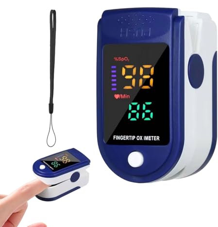 Oxygen Monitor Finger Adults,Finger Pulse Oximeter,Oxygen Monitor Finger Kids with Accurate Lcd Display,Sats Monitor with Hanging Chain,Paediatric Pulse Oximetry for Outdoor/Travel/Home/Hospital-Blue