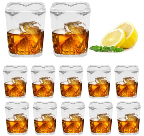 Gute Set di bicchierini da shot a forma di cuore, 12 pezzi, 45 ml/4,5 cl (rosa, a forma di cuore)