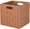 Sea Team Handgewebter Rattankorb, 28 x 26 x 28 cm, natürliches Gras und Weide, Organizer für Heimdekoration, Wäsche, Decken, rustikales Bauernhaus mit stabilen Griffen, Braun