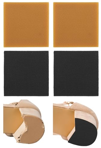 4pcs Patchs Antidérapants pour Talons Hauts, Coussinets Antidérapants Carrés Talons Chaussures Patchs de Réparation de Semelles en Caoutchouc pour Femmes et Hommes (Noir et Jaune)