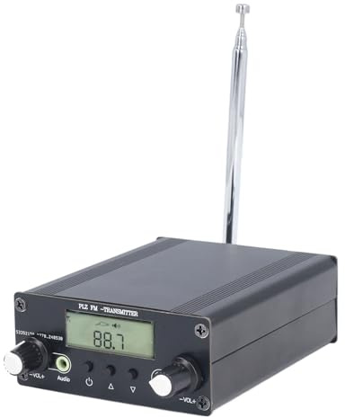 Fafeims Transmisor Estéreo FM, Transmisor de Transmisión de 0.5W con Síntesis PLL 76-108MHz, Transmisor de Aleación de Aluminio DC12V para los Teatros de Iglesias Eventos Al Aire Libre