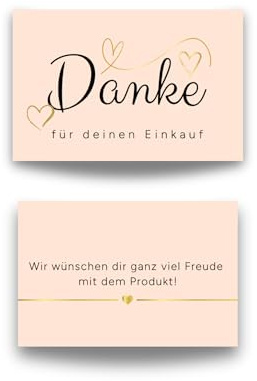 PROVISO TOOLS Dankeskarten 100 Stück, Karte Danke für deine Bestellung/Einkauf, hochwertige Dankeskarte, thank you cards, danke karte, dankeschön karte - 85x55mm Beige/Gold