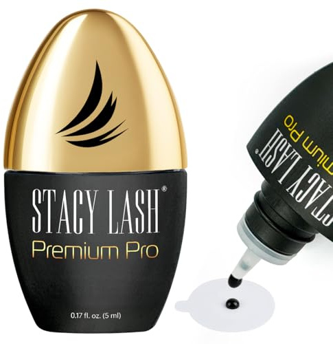 STACY LASH Premium Pro Eyelash Extension Glue 0.17fl.oz/5ml / 0.3 Sec Drying time/Retention – 7 Weeks/Extra Strong Black Lash Adhesive/Lash Tech Supplies