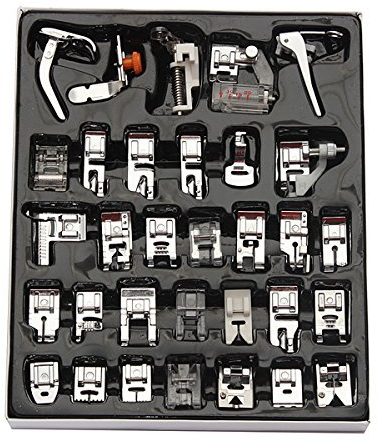 32 Naehfuesse Naehfuss Zubehoer Satz fuer Naehmaschine Haushalt Teflonfuss Brother Singer