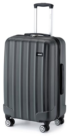 Kono 3 Pcs Luggage Set Hard Shell Suitcase Lightweight ABS+PC Suitcase with 4 Spinner Wheels Business Trip Trolley Case 19/24/28 Inch (Grey Set)