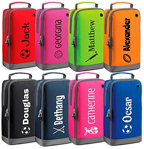 Funky Labels Personalised Boot Bag – Custom Name Sports Shoe Bag – Water-Resistant & Easy Clean – Colourful Design for Kids, School PE, Football, Rugby, Dance, Swimming – Ideal for Boys & Girls
