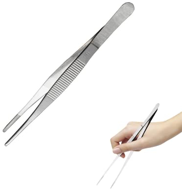 Pinza Cucina Acciaio, Acciaio Inox Pinze Cucina Professionale, Pinzette per Alimenti Utensile Manico Lungo, con Punta Diritta Pinzette Cucina, per Utensili da Cucina Chef, Frutti di Mare, Bistecca