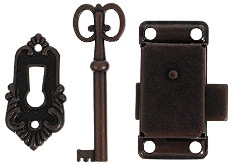 Cabilock Vintage Schloss Mit Schlüssel Türschloss 2 Sätze Möbelschloss Schatullenschloss Kleiderschrankschloß Schrankschloss für Schatulle Holzkiste Schublade Schrank Schachtel