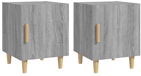 vidaXL 2X Nachttisch mit 1 Tür Nachtschrank Nachtkonsole Nachtkommode Schlafzimmer Schrank Kommode Grau Sonoma Holzwerkstoff 40x40x50cm