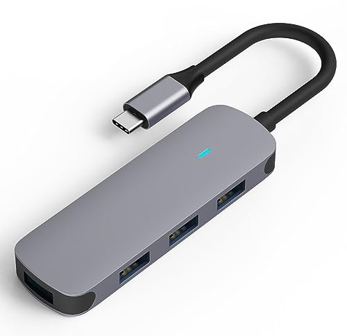 MMOBIEL USB-C to 4X USB-A Adaptador - 4-in-1 Hub - 5Gbps - Multiporta USB 3.0 Compatible con Macbook, iPad Air/Pro, DELL, Samsung - Data Hub - Aluminio