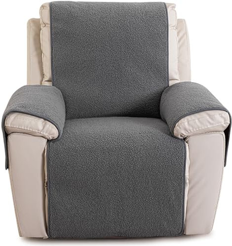 NNSMUN Sesselschoner für Relaxsessel Fernsehsessel, Sesselschoner Sesselüberwürfe mit Armlehne, Fernsehsessel Bezug, Schonbezug Sessel, Sesselauflage rutschfest (Grau,(30 * 91) 76 * 231CM)