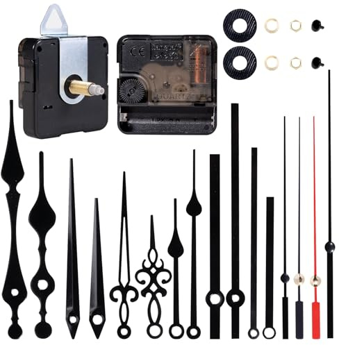 Kiperline Kit di Movimenti per Orologi, Sostituzioni di Movimenti al Quarzo a Batteria, Meccanismi per Orologi da Parete a Stelo Lungo e Corto, Sostituzioni di Motori, Parti per Riparazioni Fai da Te