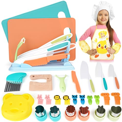 Dreamon Set di 30 Coltelli da Cucina per Bambini , Plastica Coltello per bambini Antitaglio per Tagliare Frutta o Verdura Regali di Compleanno e Natale per Ragazzi e Ragazze