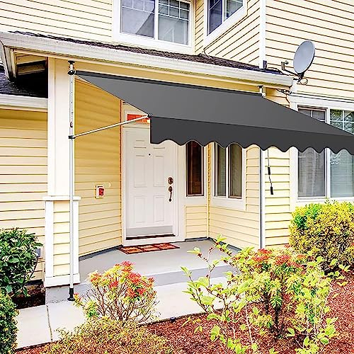 LLKUYTB Klemmmarkise Klemmmarkise mit Handkurbel, Balkon Markise ohne Bohren, Markise höhenverstellbar, UV-beständig, wasserabweisend, Terrassenüberdachung 3M F
