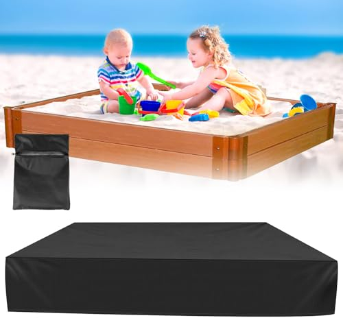 Sandkasten Abdeckung 150x150cm wasserdichte Sandkasten Abdeckung Sandkasten Abdeckplane mit Kordelzug Sandkastenabdeckung Plane für Sandkasten Garten (Schwarz) (150 * 150 * 20CM)