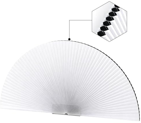 OUDUCK Arch Window Shades Blackout Half Circle Cellular Shades, Pleated Blinds Half Moon Window Shades for Semi Circle Windows, Easy Cut and Install, (Radius: 24, White)