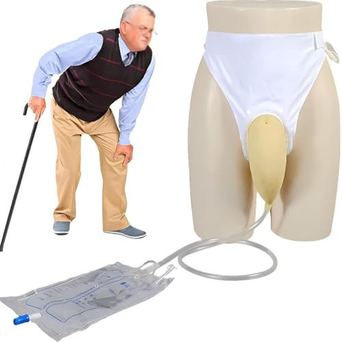 BEOTAY Bolsa Orina Masculina Portátil Usable,Colector Orina Silicona 1000Ml,Bolsa De Orina para Hombres Profesional,Colector Urinario para Pacientes Postrados